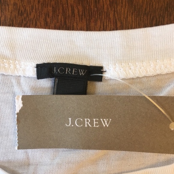 J CREW White Classic Crew Neck Soft Gathered Ruffle T Shirt - Picture 6 of 7